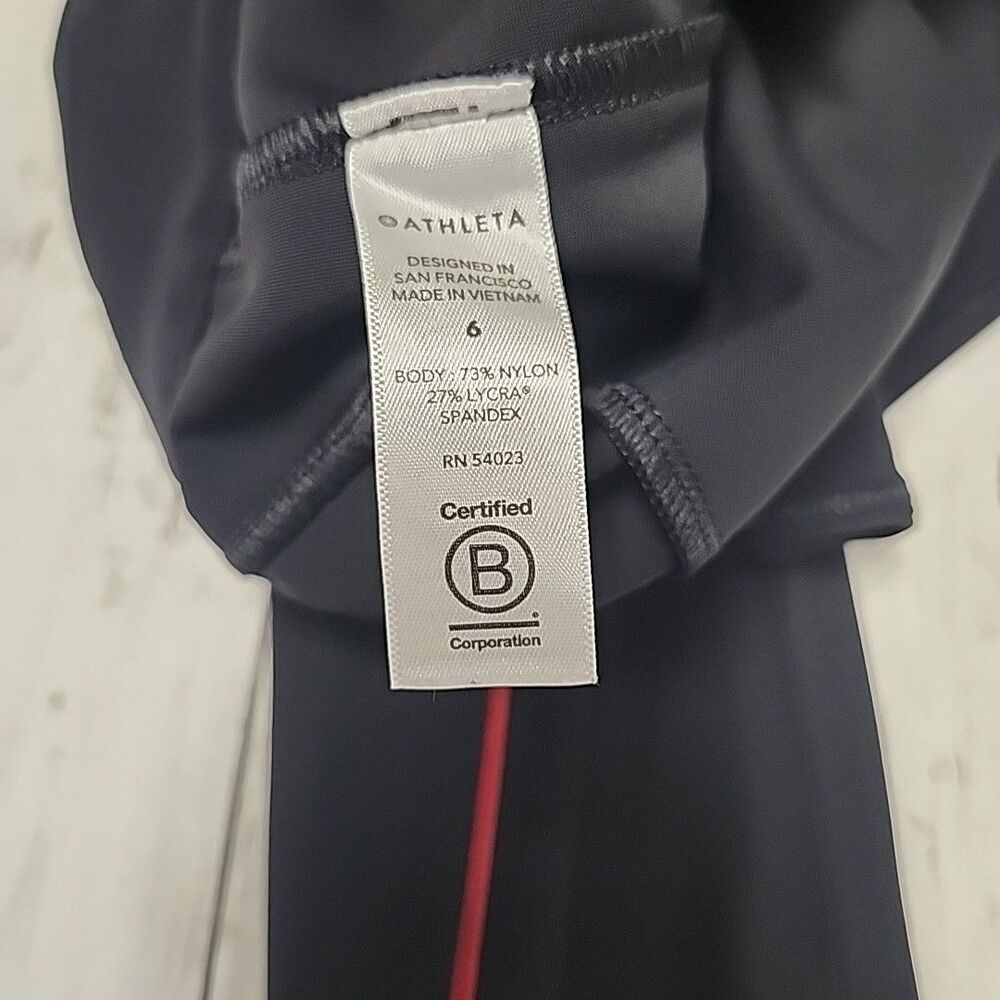 Athleta Stellar Novelty Trouser Stretchy Womens Size 6 Black Red Side Stripe Zip - Picture 9 of 13